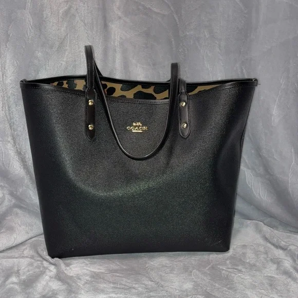 Coach Leopard & Black Reversible City Tote, Style No: F37877 - Picture 4 of 6